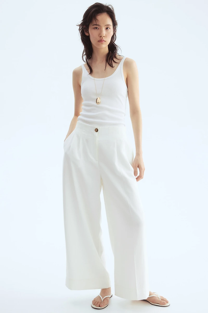 Wide-Leg Ankle-Length Pants