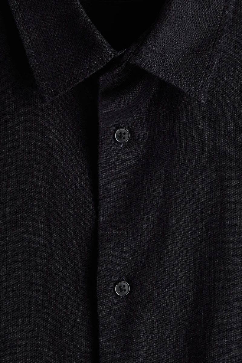 Loose-Fit Short-Sleeved Linen-Blend Shirt