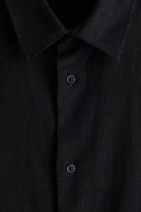 Loose-Fit Short-Sleeved Linen-Blend Shirt