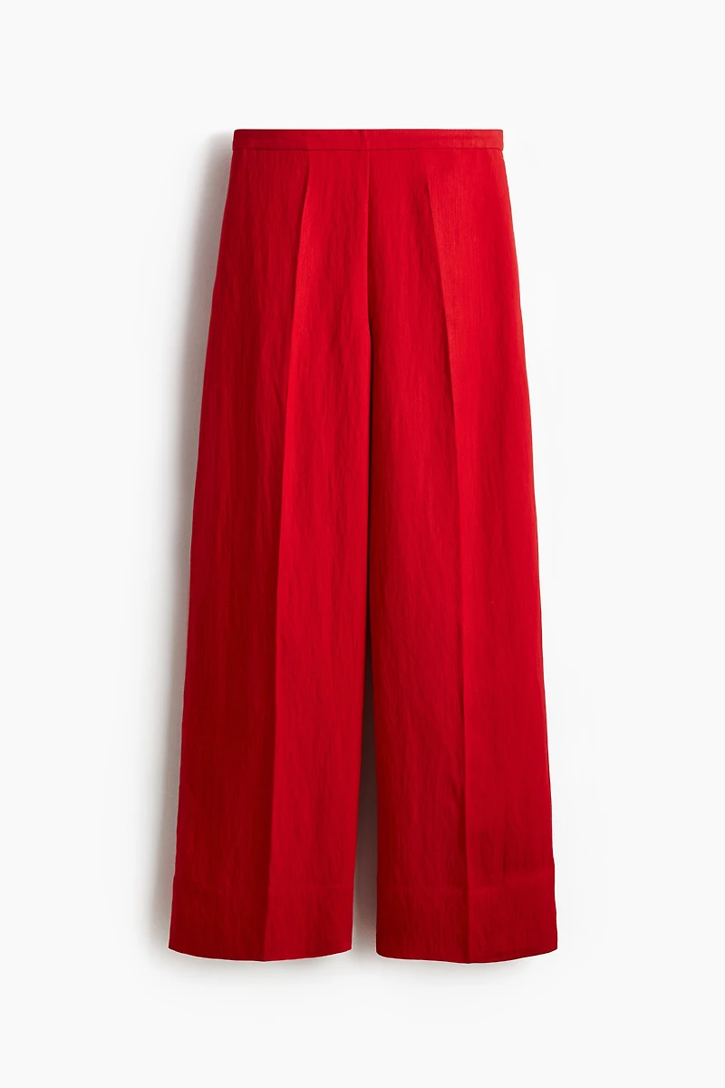 Wide-Leg Twill Pants