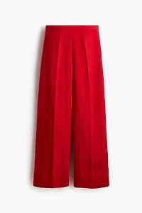Wide-Leg Twill Pants