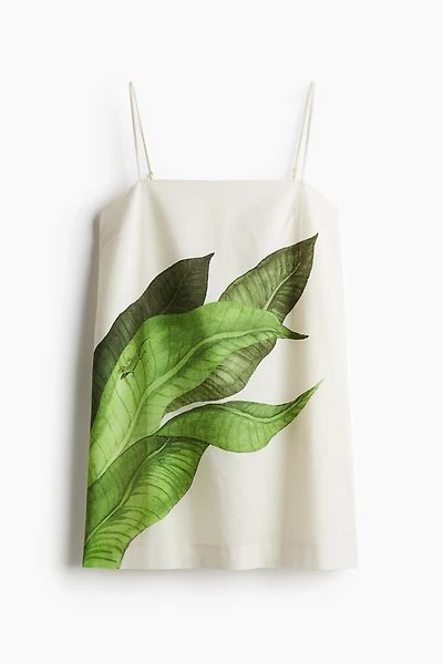 Robe à bretelles fines en lin mélangé