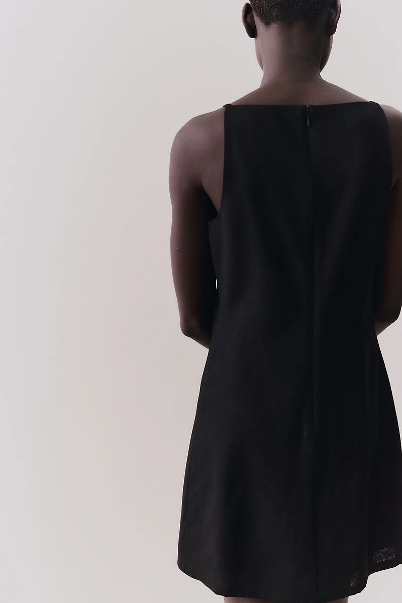 Linen-Blend Strappy Dress