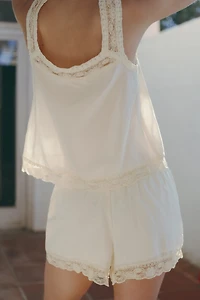 Short brodé en viscose mélangée