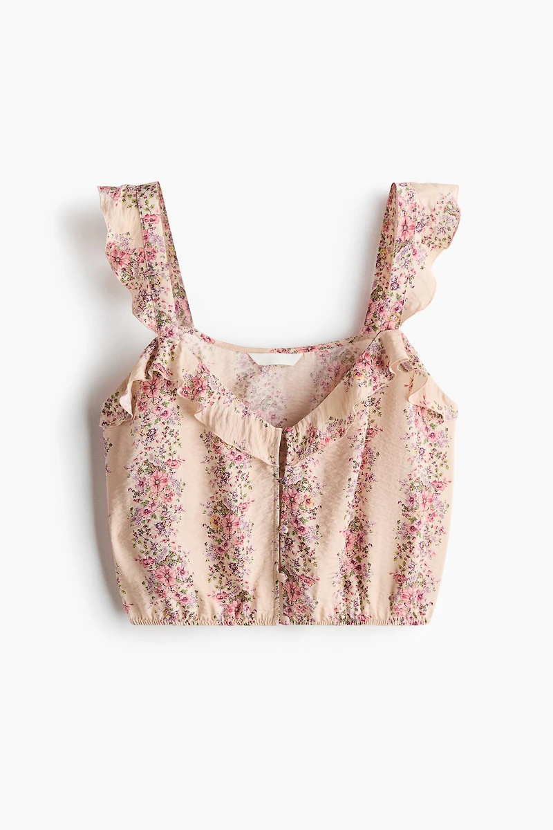 Cropped Button-Front Top