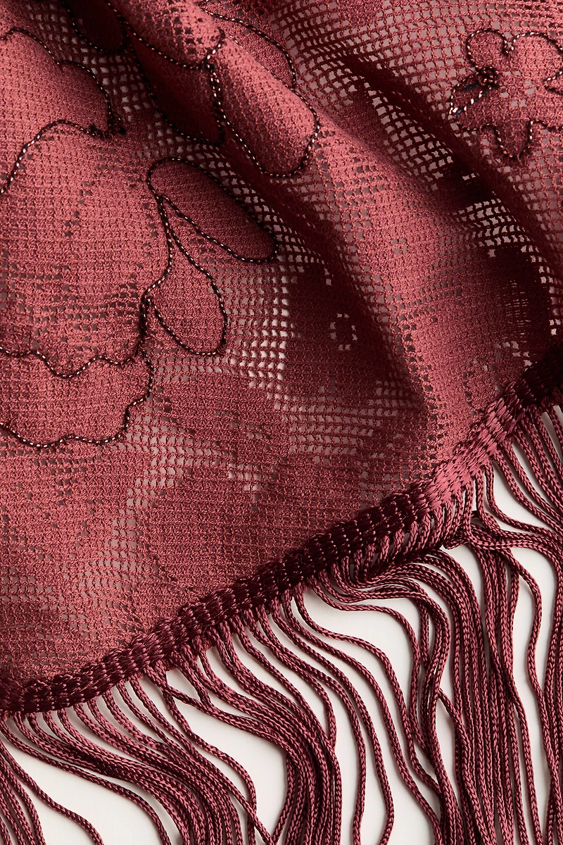 Haut de plage frangé en résille