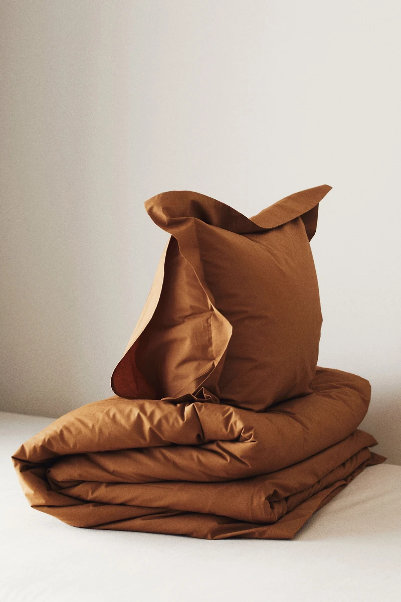 Twin Cotton Percale Duvet Cover Set