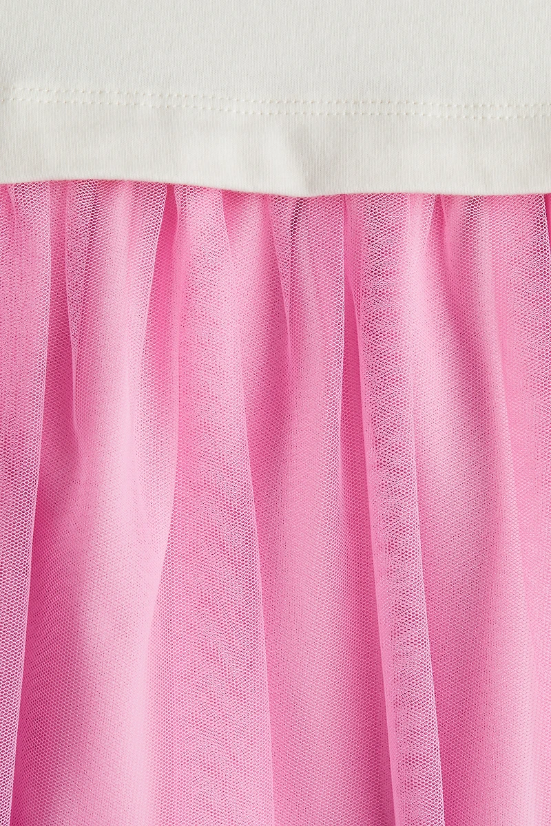 Tulle Dress with Printed Motif