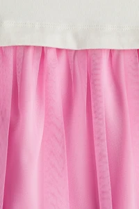 Tulle Dress with Printed Motif