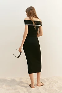 Ribbed Off-the-Shoulder Dress