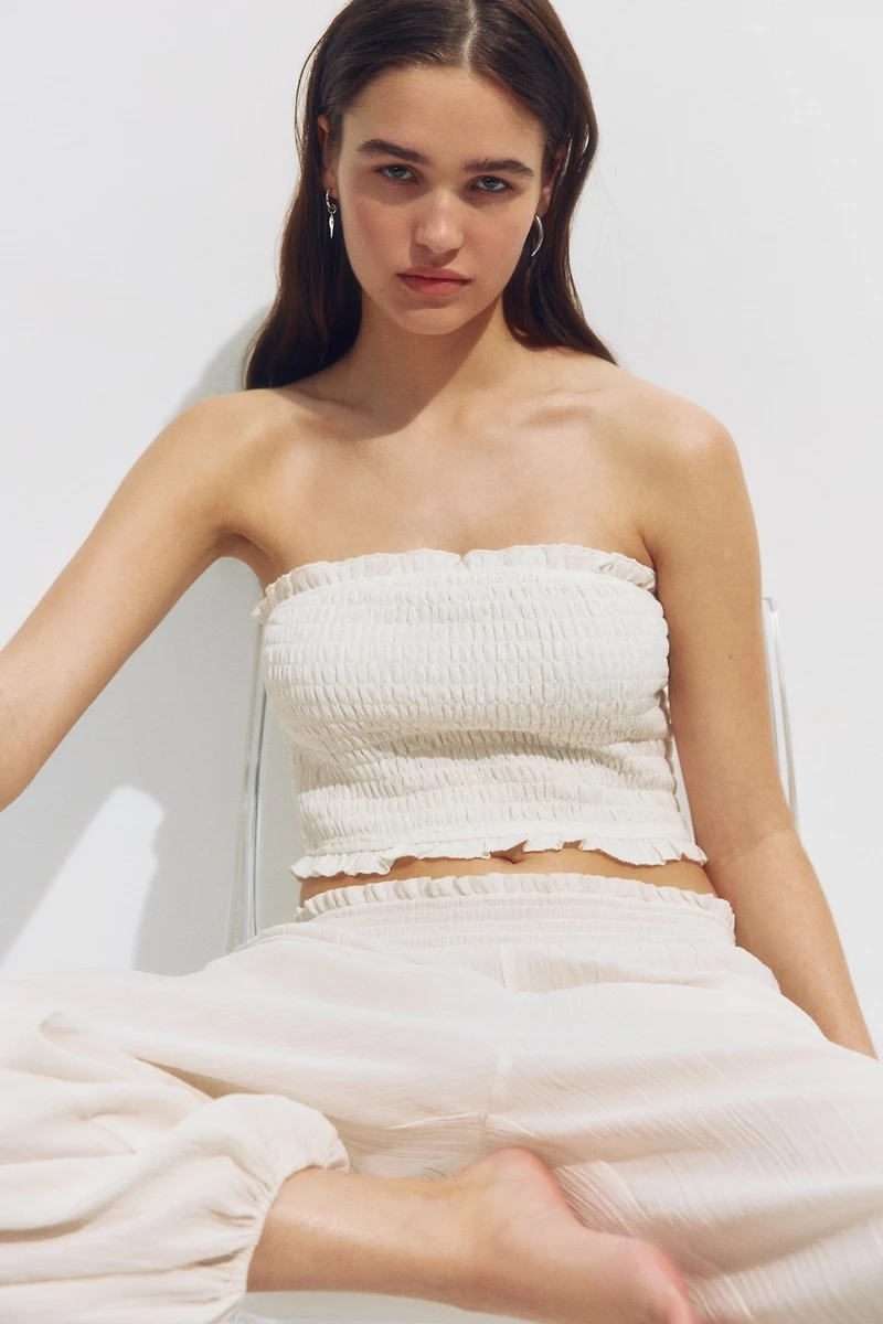 Haut tube de plage smocké