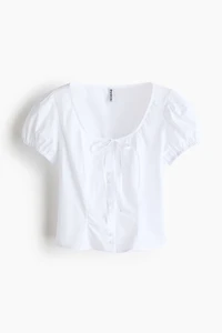 Puff-Sleeved Poplin Blouse