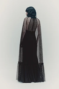 Dress with Mesh Cape