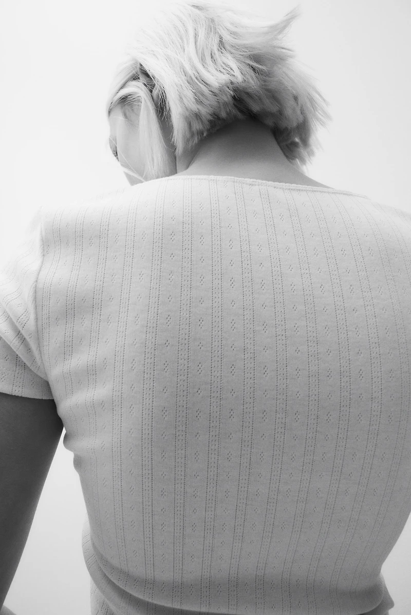 Picot-Trimmed T-Shirt