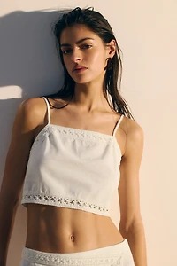 Linen-Blend Beach Crop Top