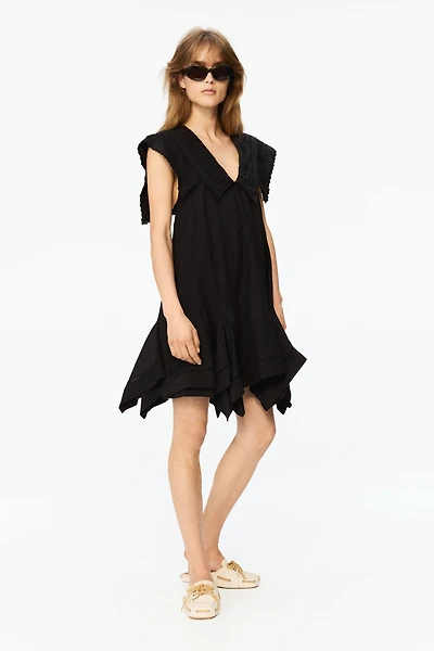 Eyelet-Embroidered Dress with Sailor Collar