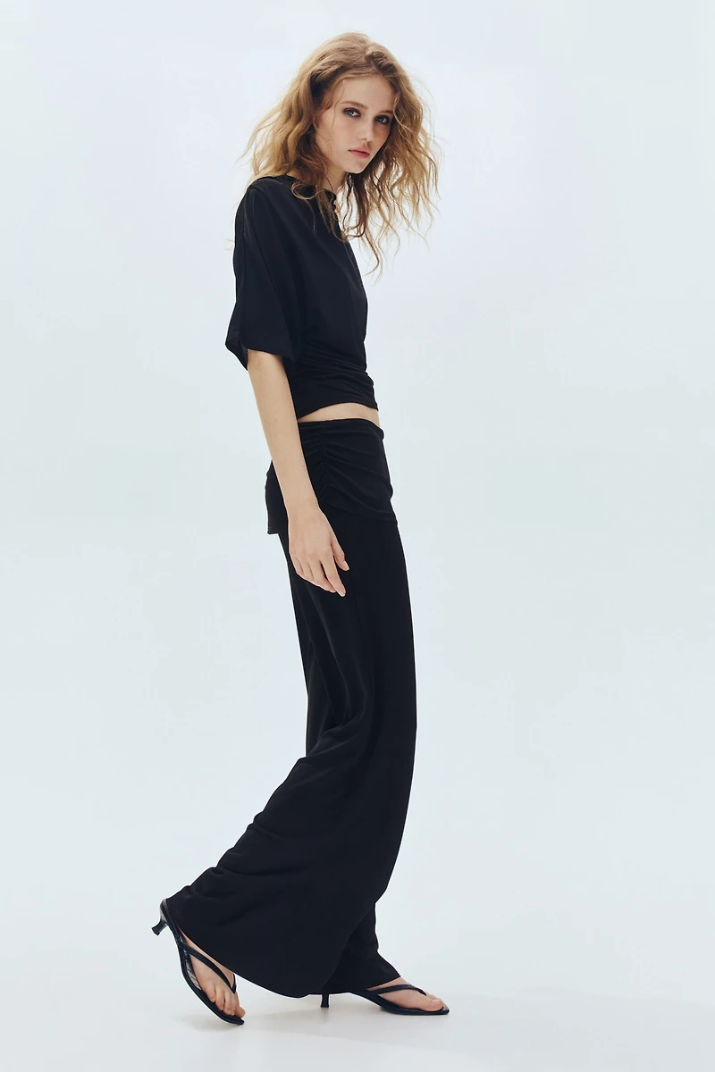 Draped Fine-Knit Pants