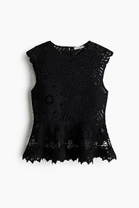 Crochet-Look Peplum Top