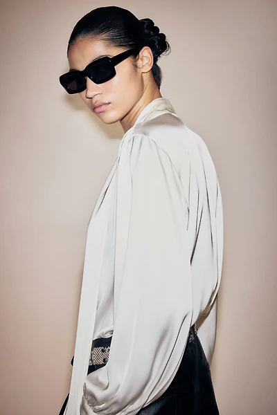 Blouse lavallière en mousseline