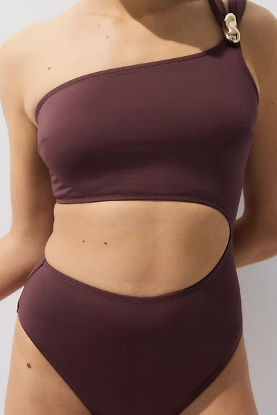 Padded-Cup One-Shoulder Swimsuit