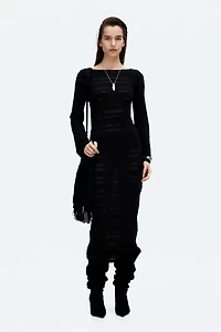 Lacing-Detail Hole-Knit Dress