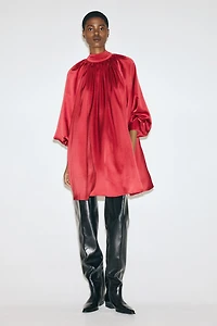 Scarf-Detail Satin Dress