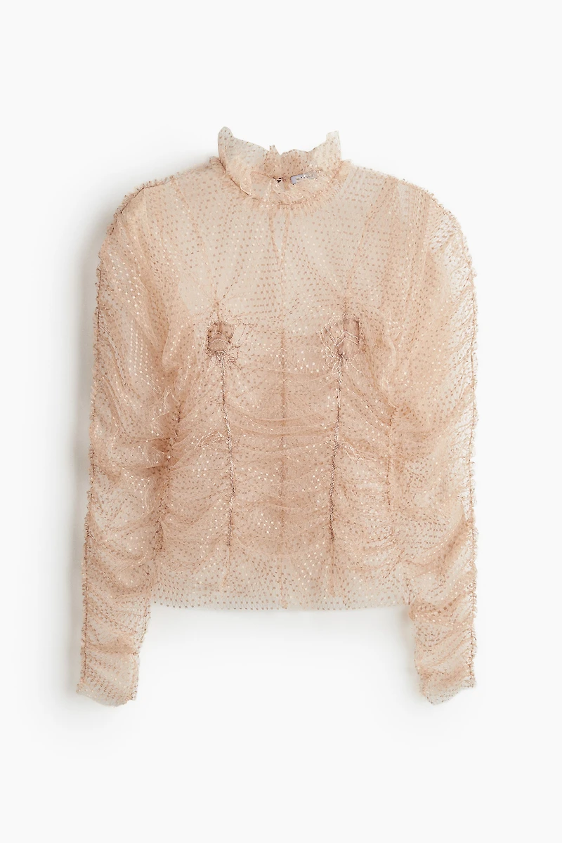 Embroidered Mesh Top