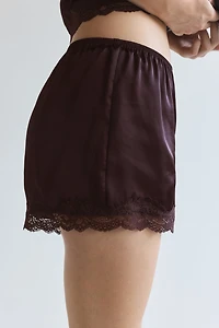 Lace-Trimmed Satin Pajamas