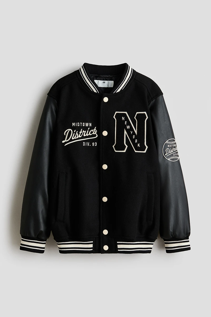 Appliquéd Baseball Jacket