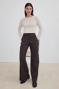 Four-Way Stretch Wide-Cut Pants