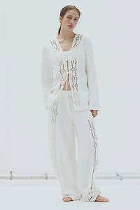 Tie-Front Linen-Blend Jacket