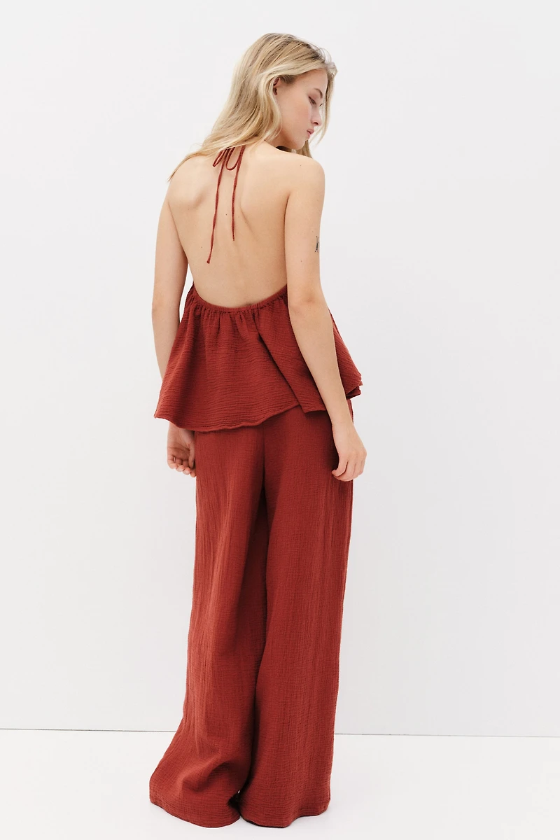 Pantalon droit en mousseline