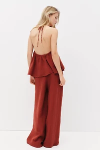 Pantalon droit en mousseline