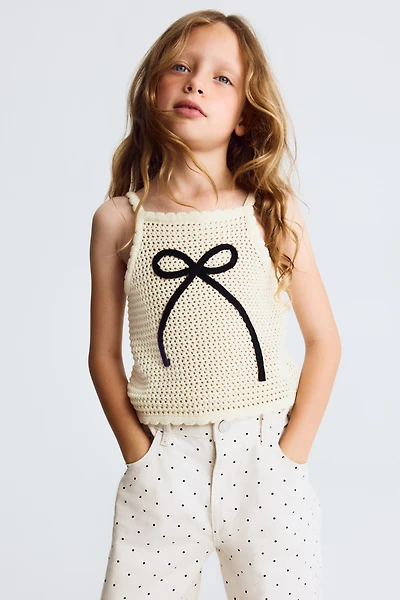 Crochet-Look Cotton Tank Top