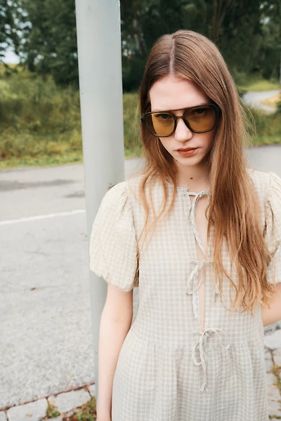 Robe en coton avec liens à nouer devant