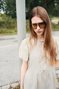 Robe en coton avec liens à nouer devant