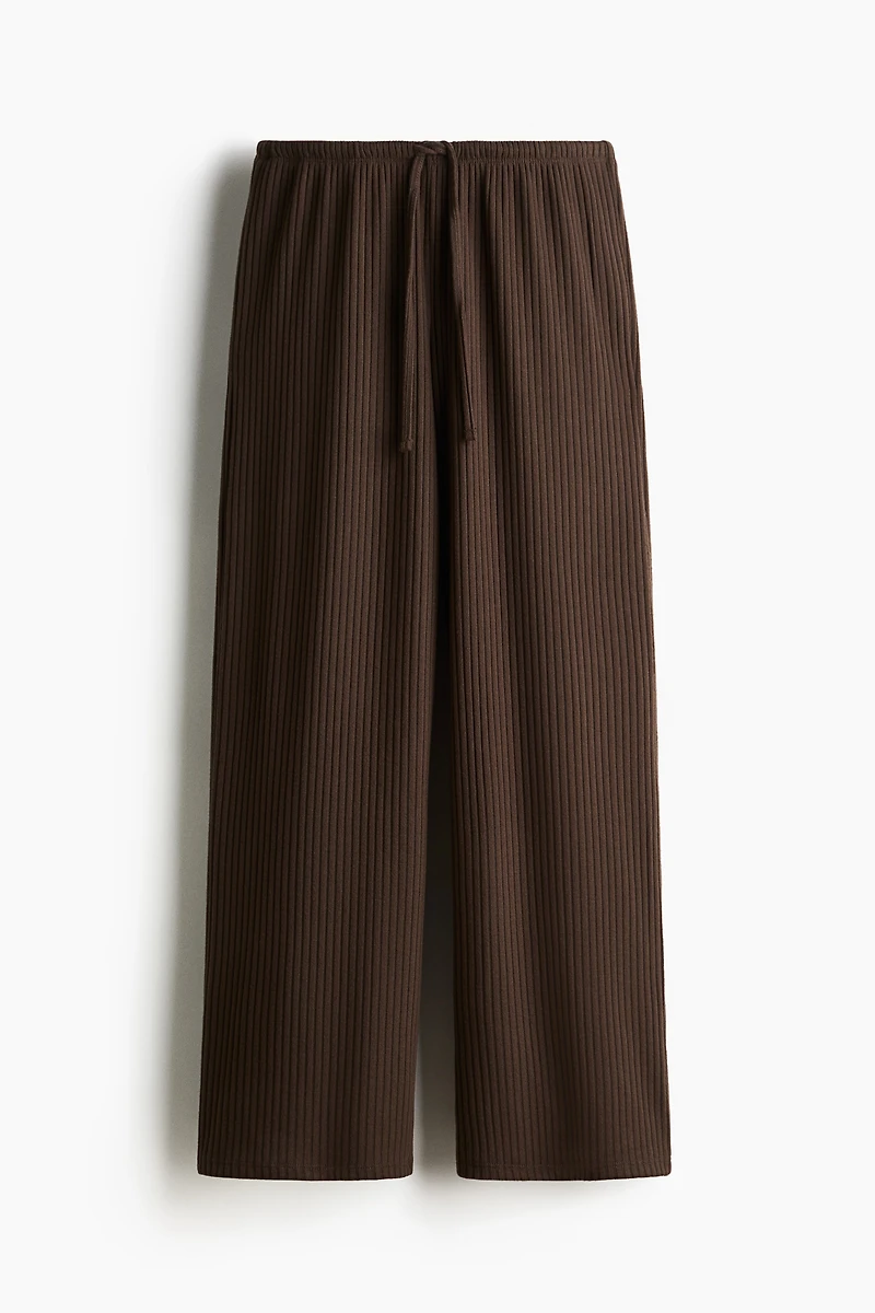 Wide-Leg Rib-Knit Pants