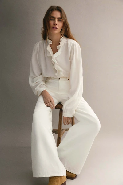 Blouse à col volanté en viscose