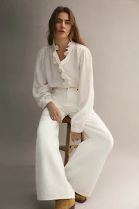 Blouse à col volanté en viscose