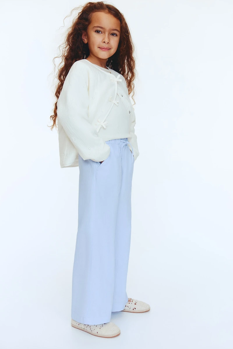 Linen-Blend Drawstring Pants