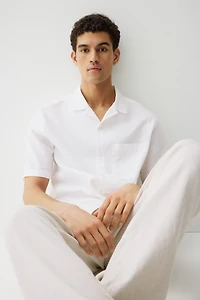 Regular-Fit Short-Sleeved Linen-Blend Shirt