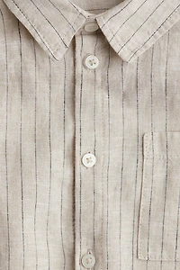 Short-Sleeved Linen-Blend Shirt