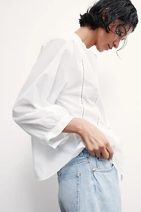 Blouse with Ladder Lace Insets