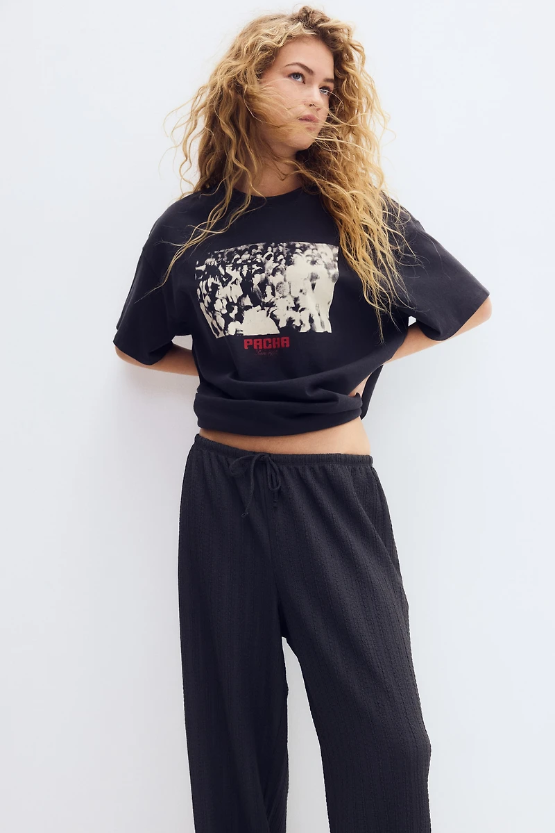 Textured Jersey Drawstring Pants