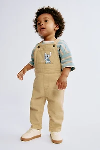Motif-Detail Twill Overalls