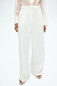 Wide-Leg Linen-Blend Pants
