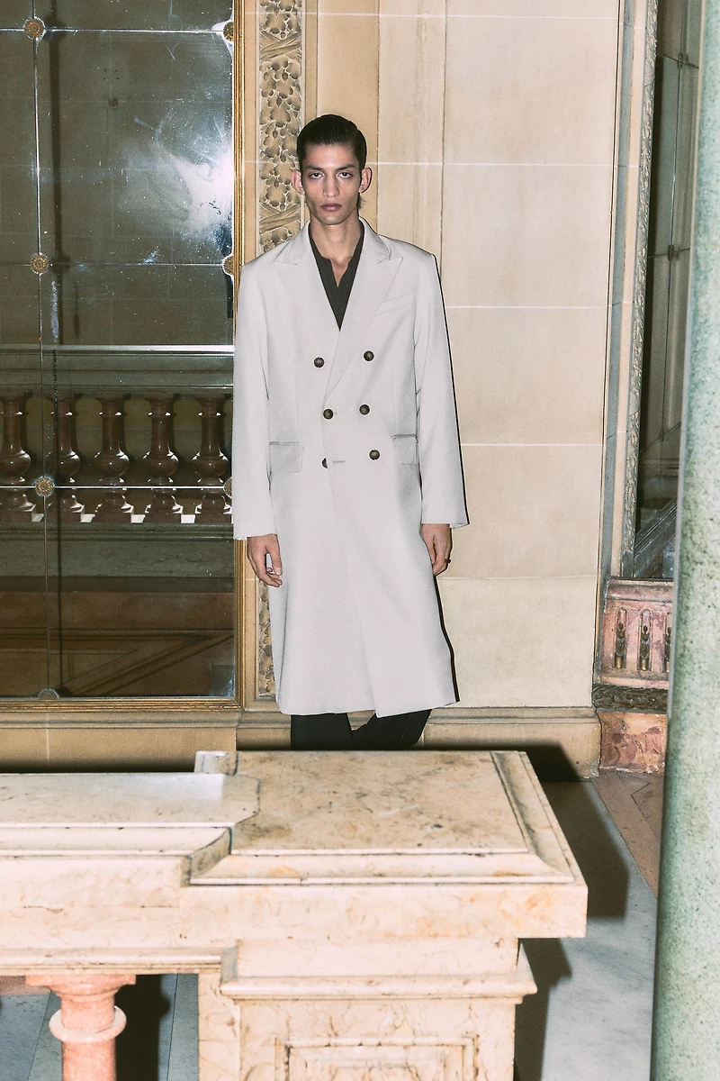 Manteau croisé coupe décontractée en sergé