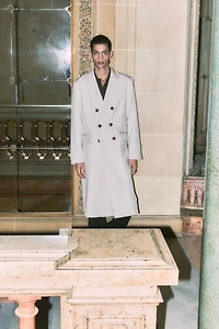 Manteau croisé coupe décontractée en sergé
