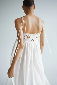 Embroidered-Detail Tie-Strap Dress
