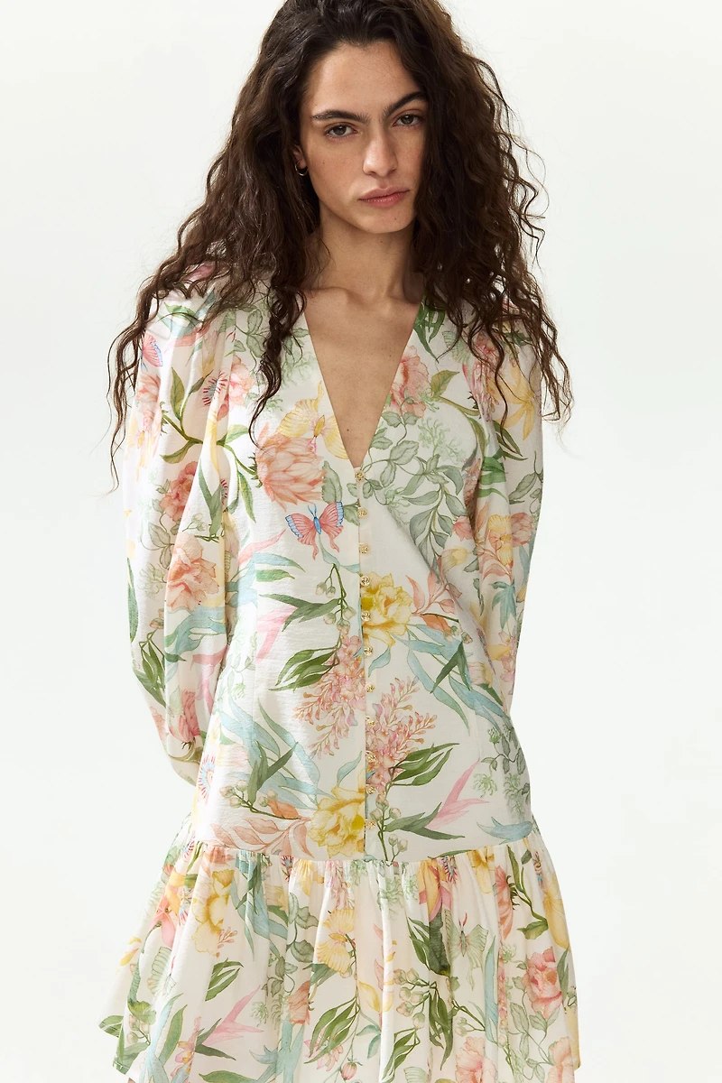 Robe tunique à manches ballon